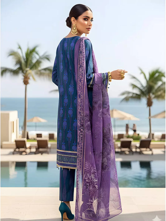 3PC Unstitched Printed Silk Lawn Suit (SUNS7ASI317)