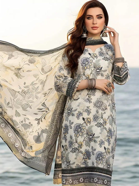 3PC Unstitched Printed Silk Lawn Suit (SUNS7ASI318)