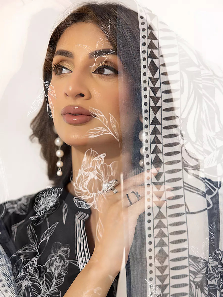 3PC Unstitched Printed Lawn Silk Suit (ASI286)