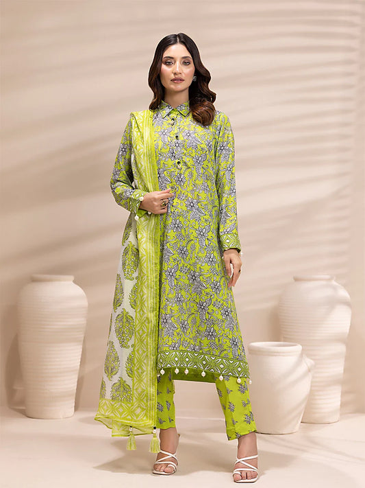 3PC Unstitched Printed Lawn Silk Suit (ASI153)