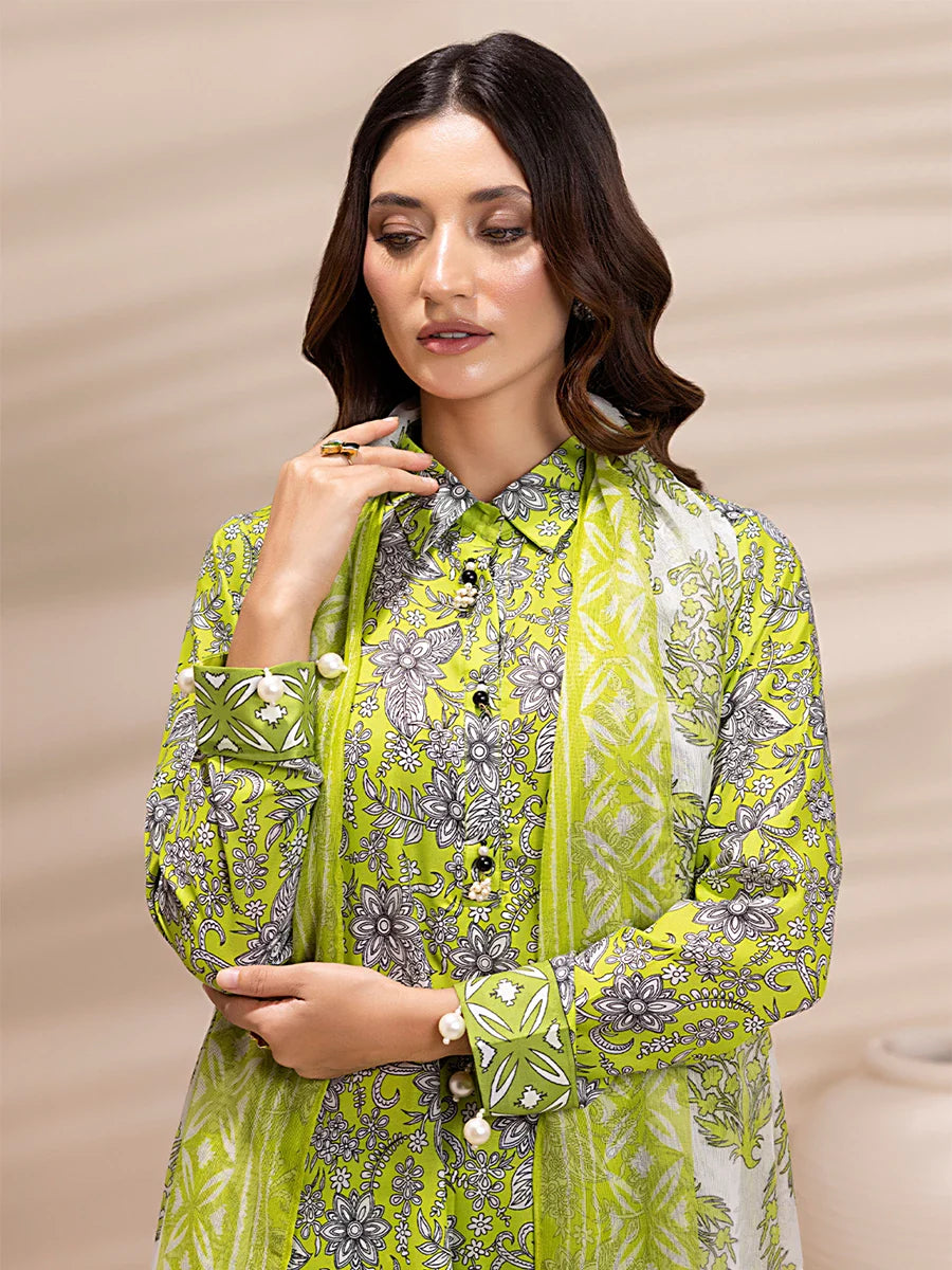 3PC Unstitched Printed Lawn Silk Suit (ASI153)