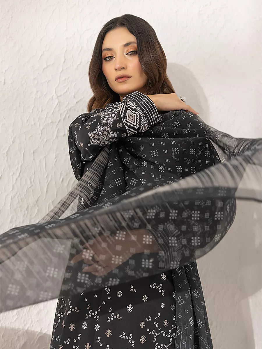 3PC Unstitched Printed Lawn Silk Suit (ASI284)