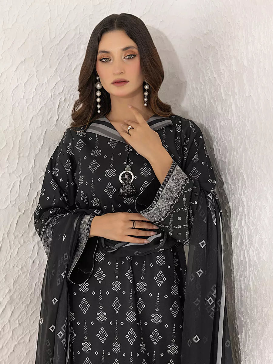 3PC Unstitched Printed Lawn Silk Suit (ASI282)