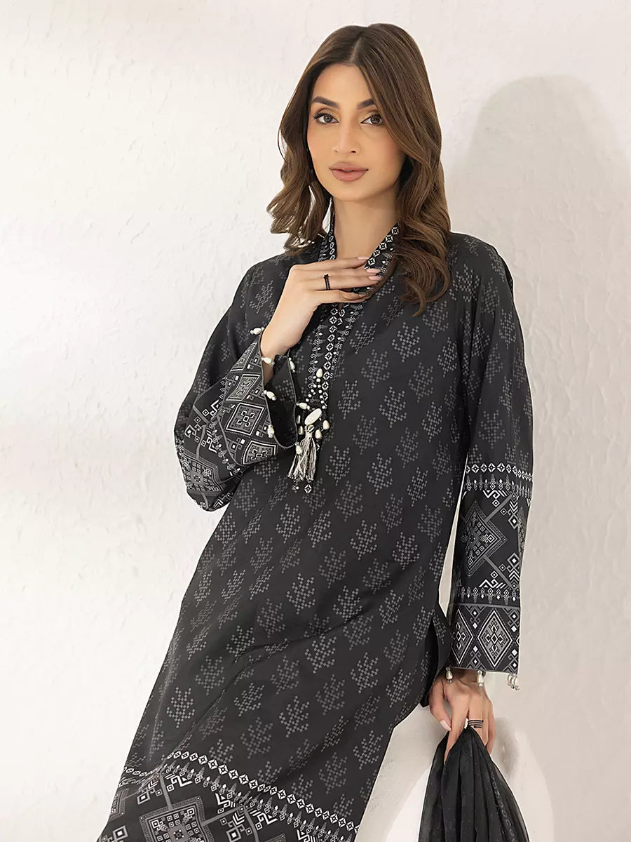 3PC Unstitched Printed Lawn Silk Suit (ASI281)