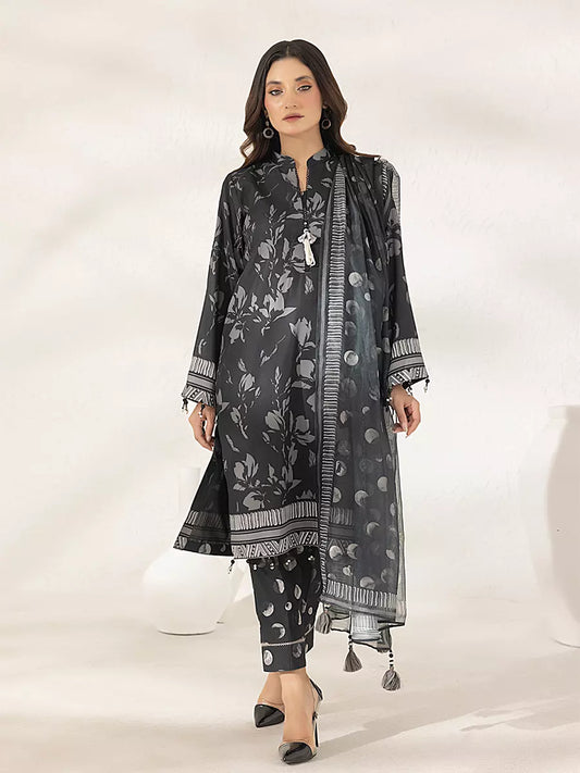 3PC Unstitched Printed Lawn Silk Suit (ASI280)