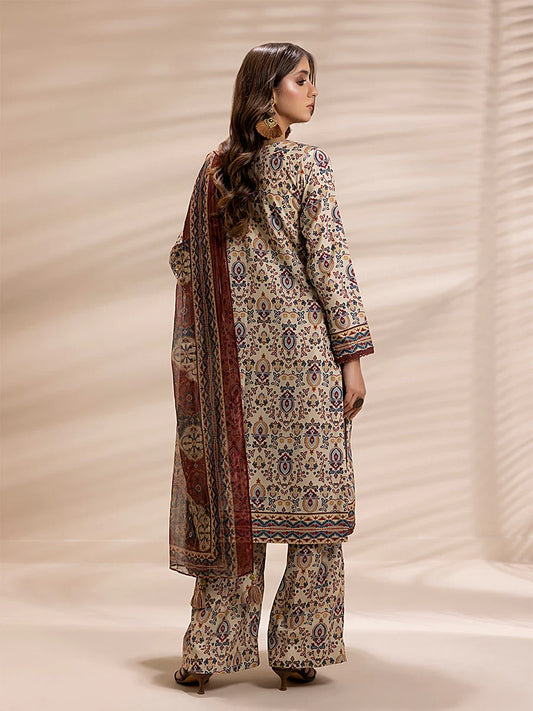 3PC Unstitched Printed Lawn Silk Suit (ASI145)