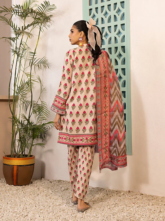 3pc Unstitched Printed Silk Lawn Suit (ASI055)