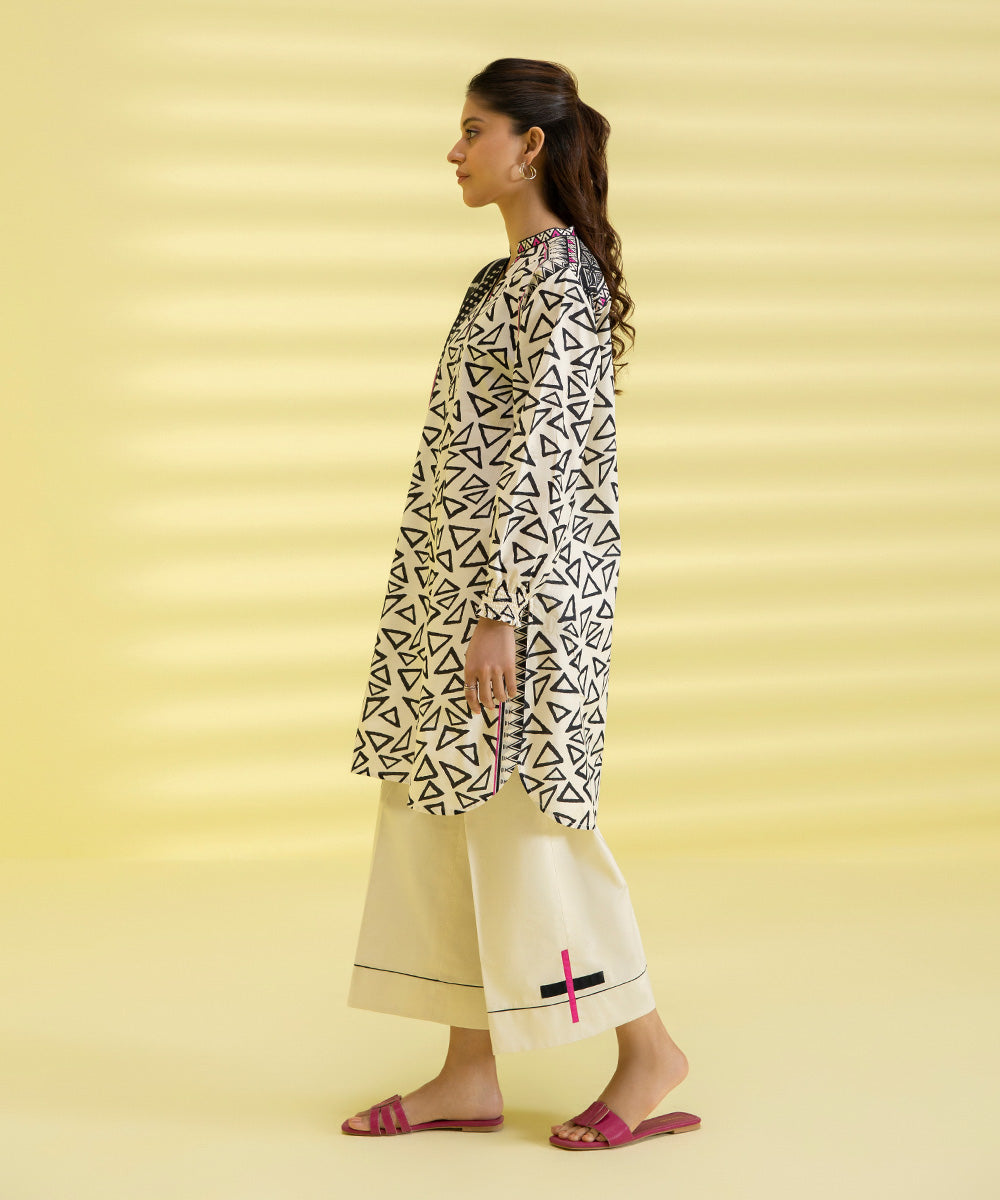 PRINTED LAWN SUIT - Black and White