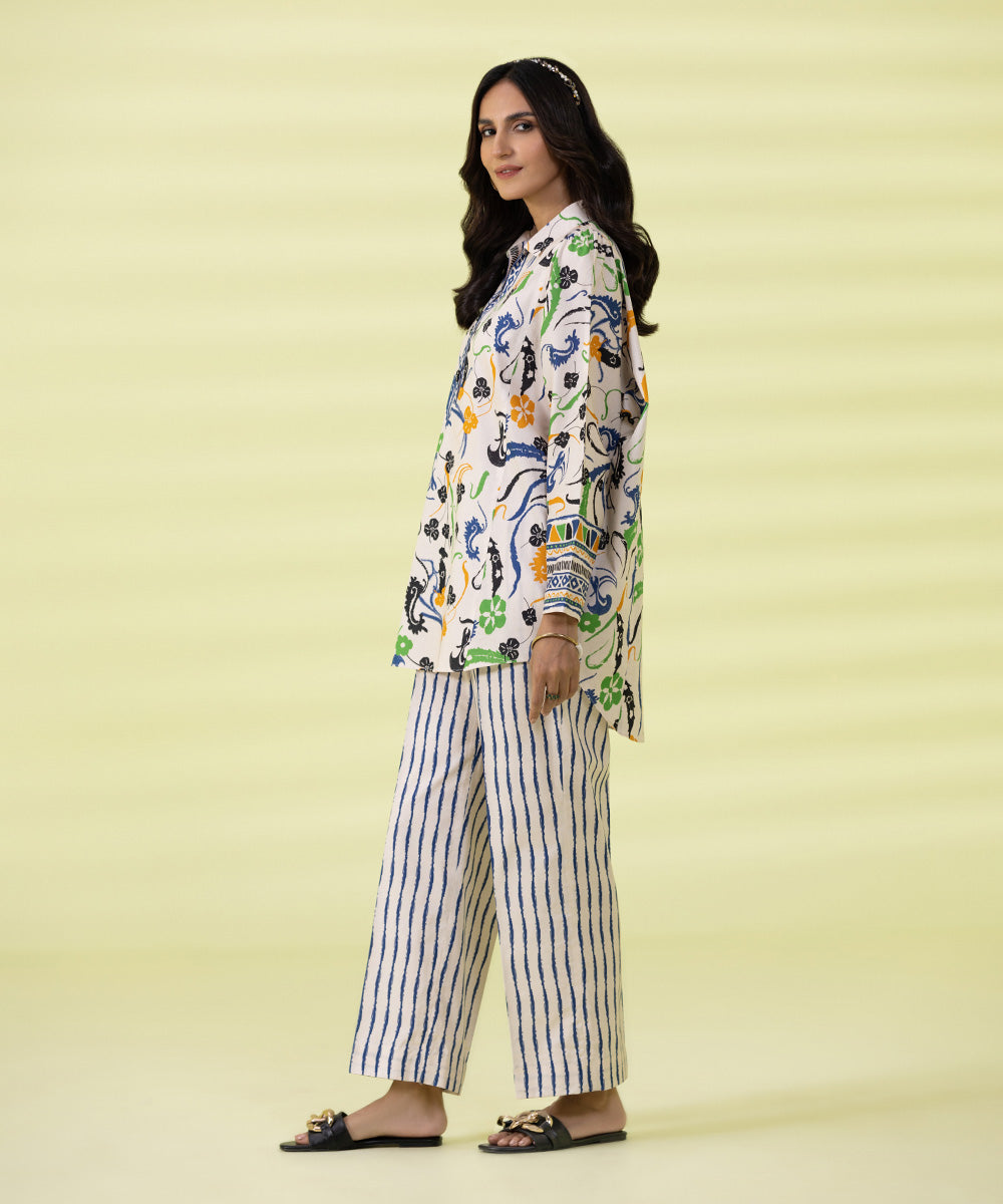 PRINTED LAWN SUIT - Off White