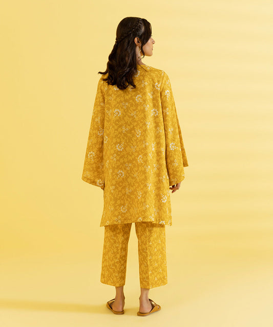PRINTED LAWN SUIT - Yellow