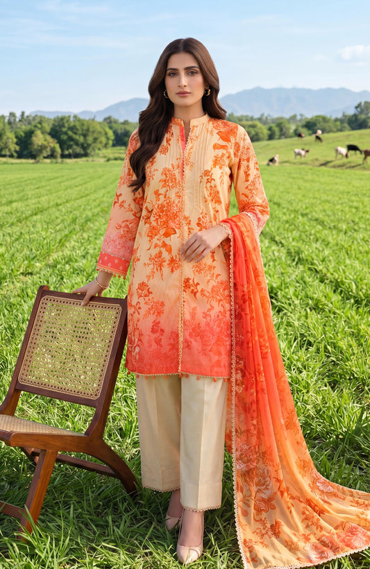 Colors Lawn With Chiffon Dupatta 3 Piece Unstitched-CDC-26-10