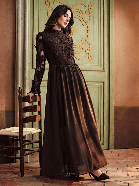 Lace Patchwork Flared Dress