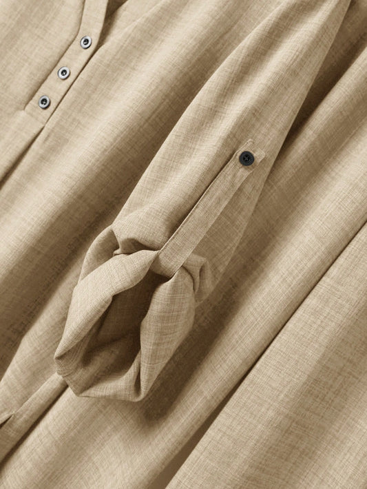 Roll-Up Sleeve Top And Elastic Waist Pants Set