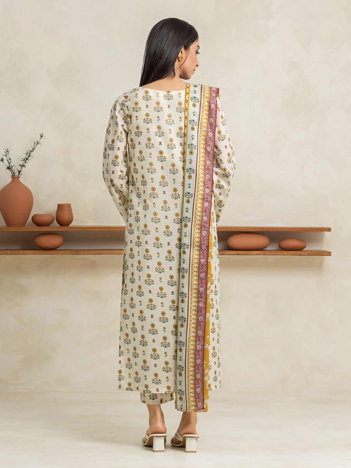 Ivory Printed Lawn 3 Piece