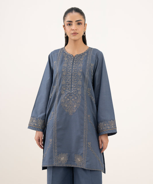 Embroidered Zari Cotton Shirt