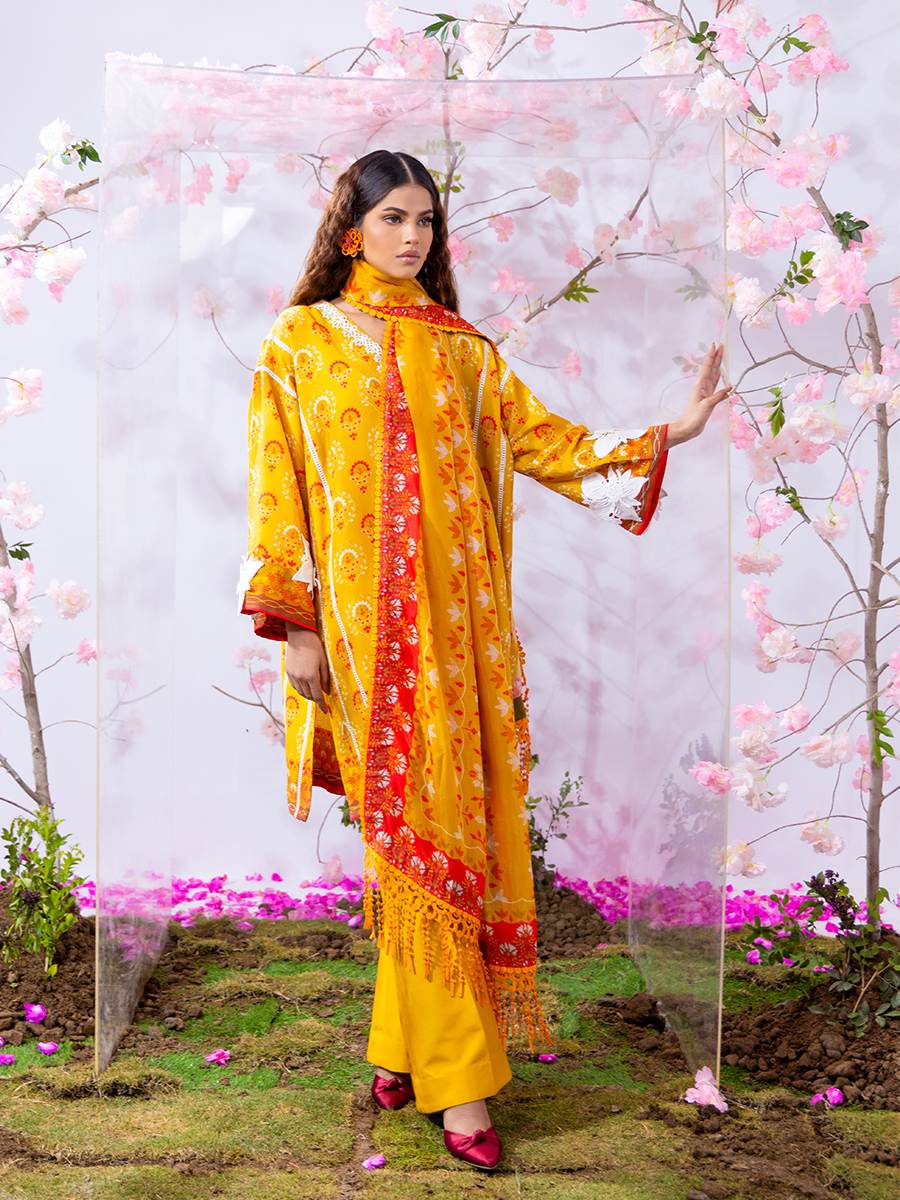 3PC Unstitched Printed Lawn Silk (SI11)