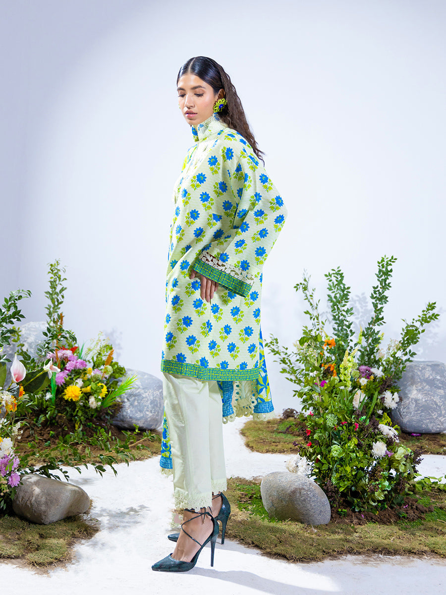 3PC Unstitched Printed Lawn Silk Suit (SI14)