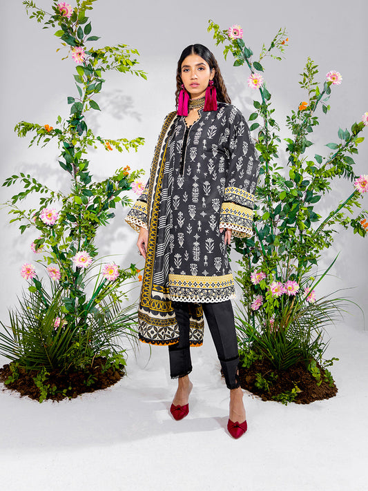 3pc Unstitched - Printed Lawn Silk (SI9)
