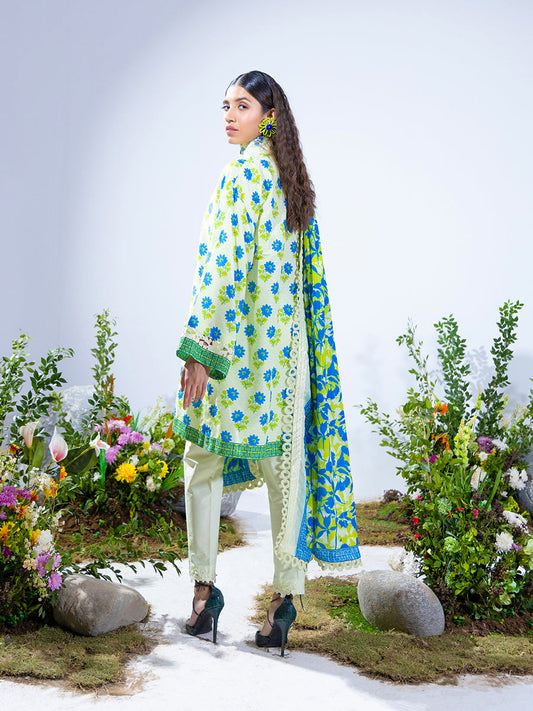3PC Unstitched Printed Lawn Silk Suit (SI14)