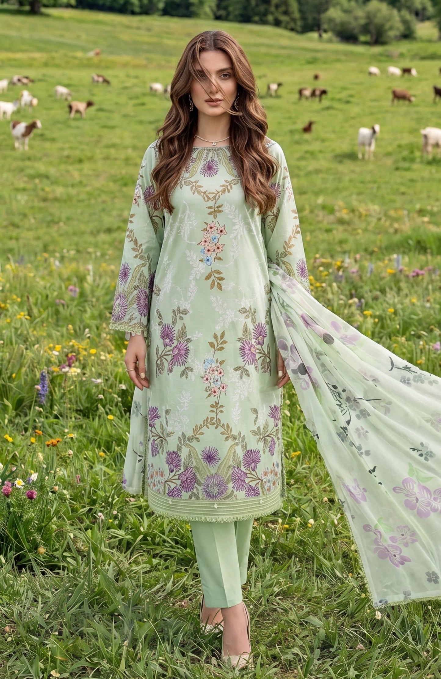 Colors Lawn With Chiffon Dupatta 3 Piece Unstitched-CDC-26-04