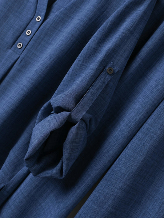 Roll-Up Sleeve Top And Elastic Waist Pants Set