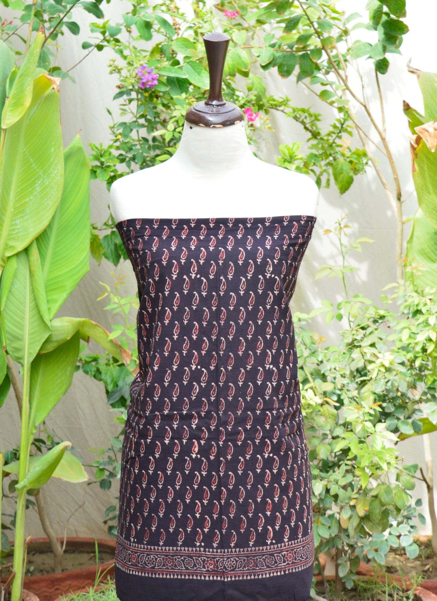 Ajrak Black Kerry – Unstitched Lawn Two-Piece (Shirt & Dupatta)
