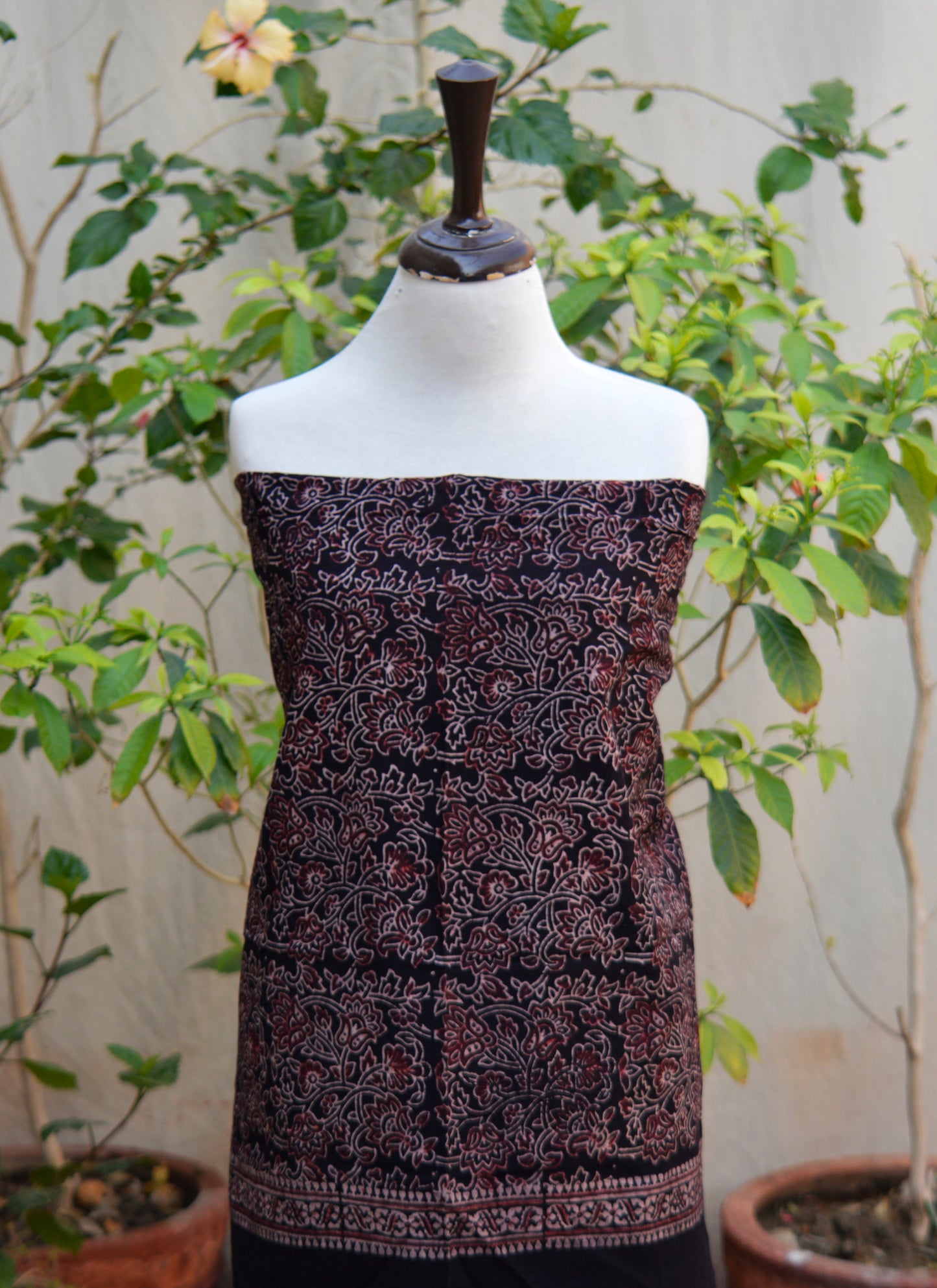 Ajrak Design Dress Black Floral Bel – Lawn Shirt & Dopatta Set