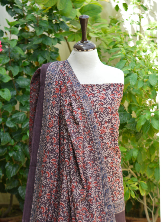 Ajrak Design Dress Floral Bel Two Tone – Natural Dye Hand Block Printed Lawn Two-Piece