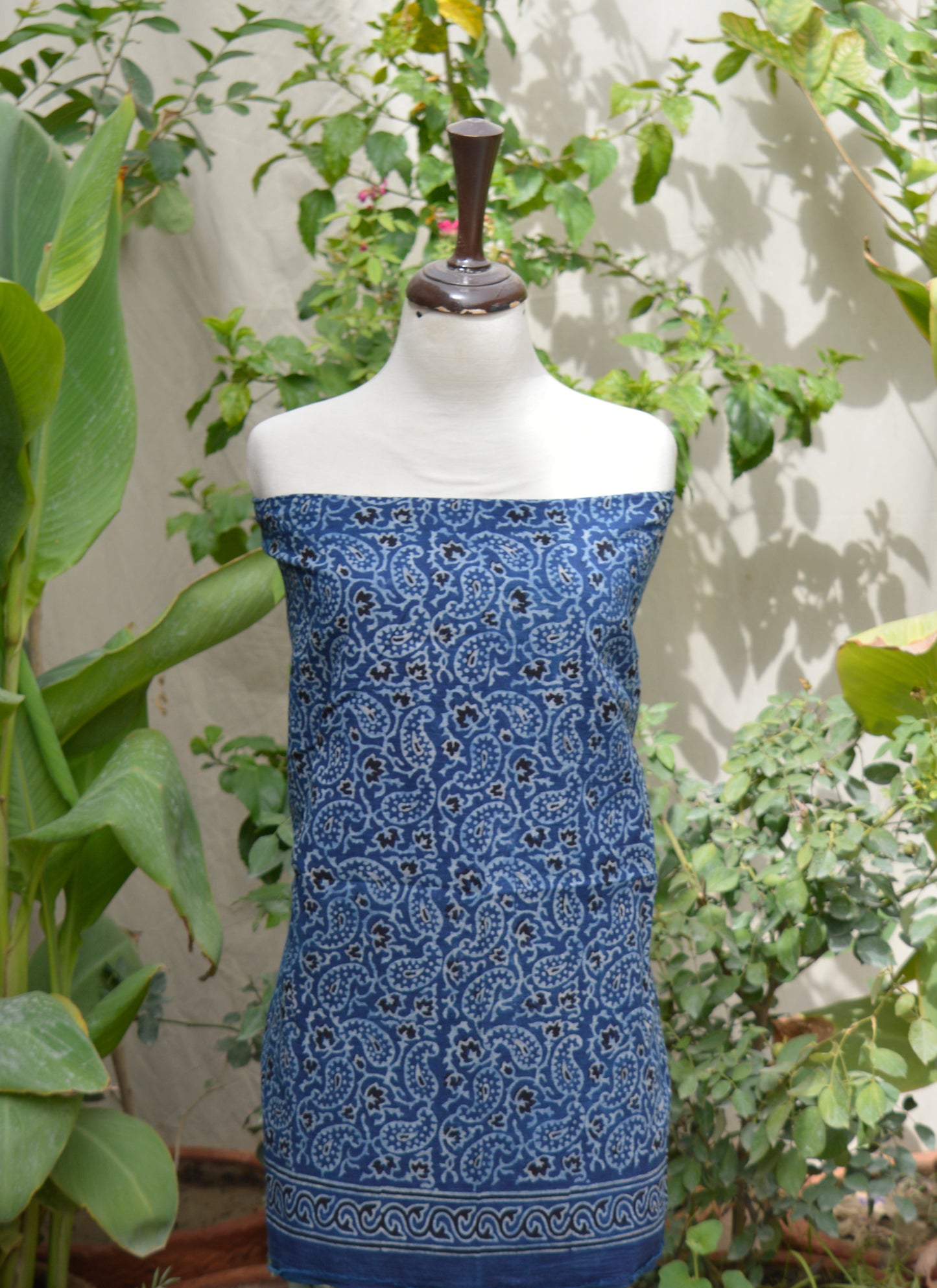 Ajrak Indigo Chinar Leaf – Organic Dye Hand Block Printed Two‑Piece (Lawn)