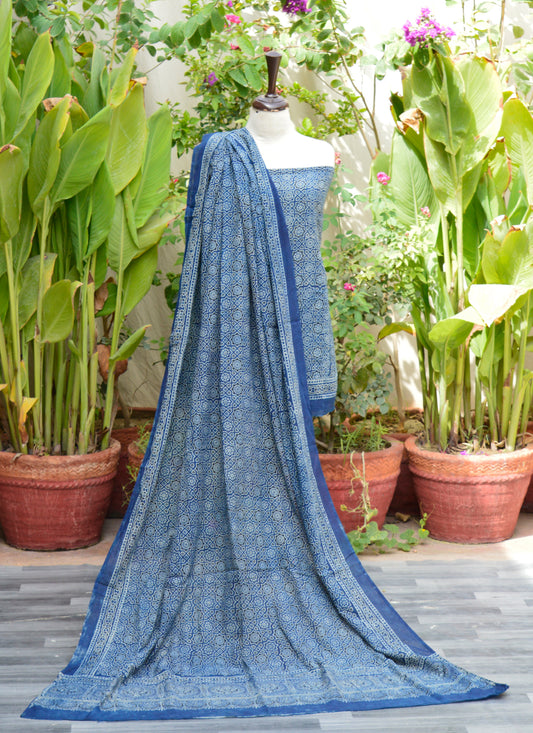 Ajrak Moroccan Indigo Two-Piece Lawn Set – Organic Dye Block Print