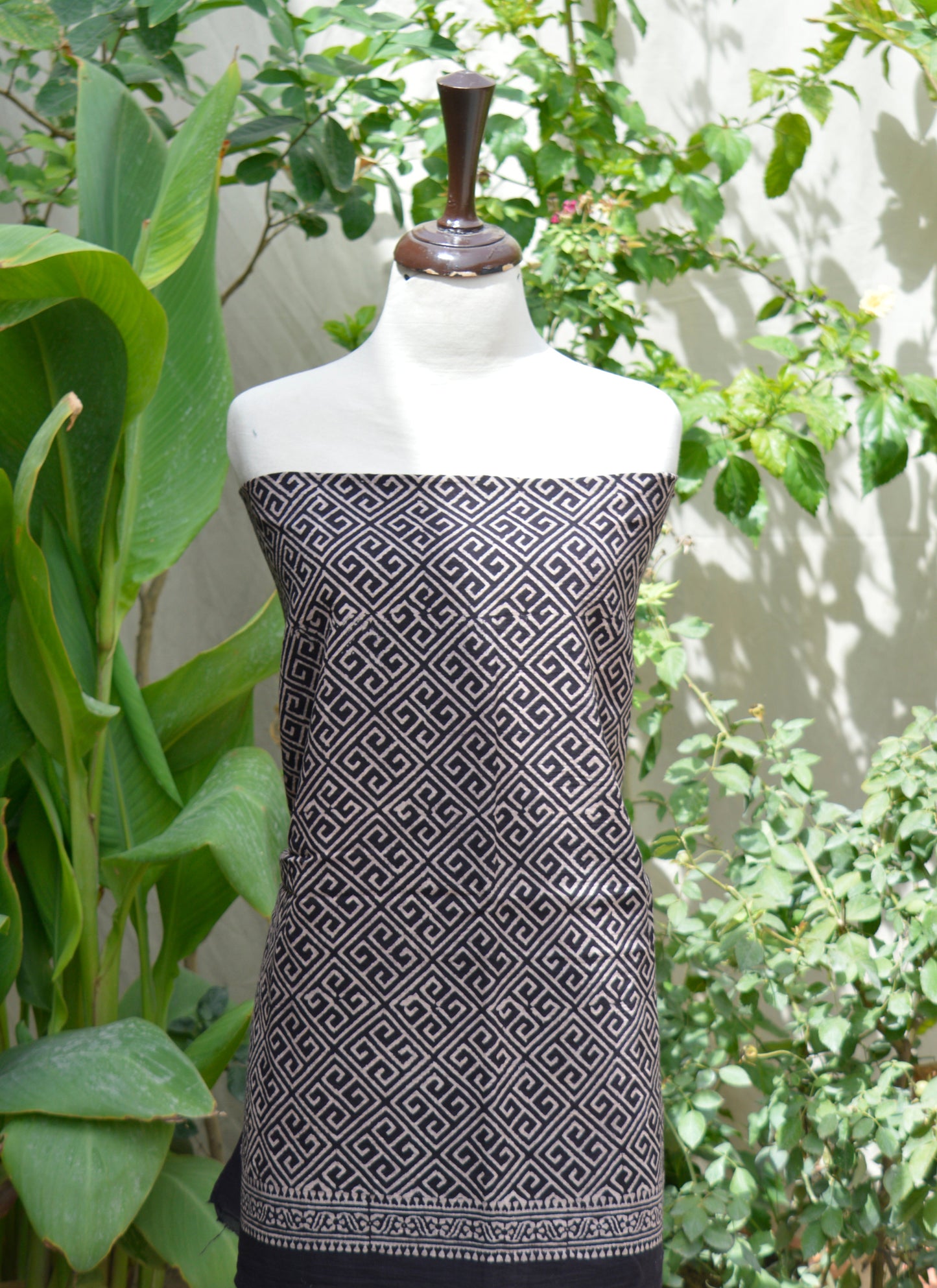 Organic Dye Hand Block Printed Ajrak Noorey Un-Stitched Two-Piece Lawn Fabric