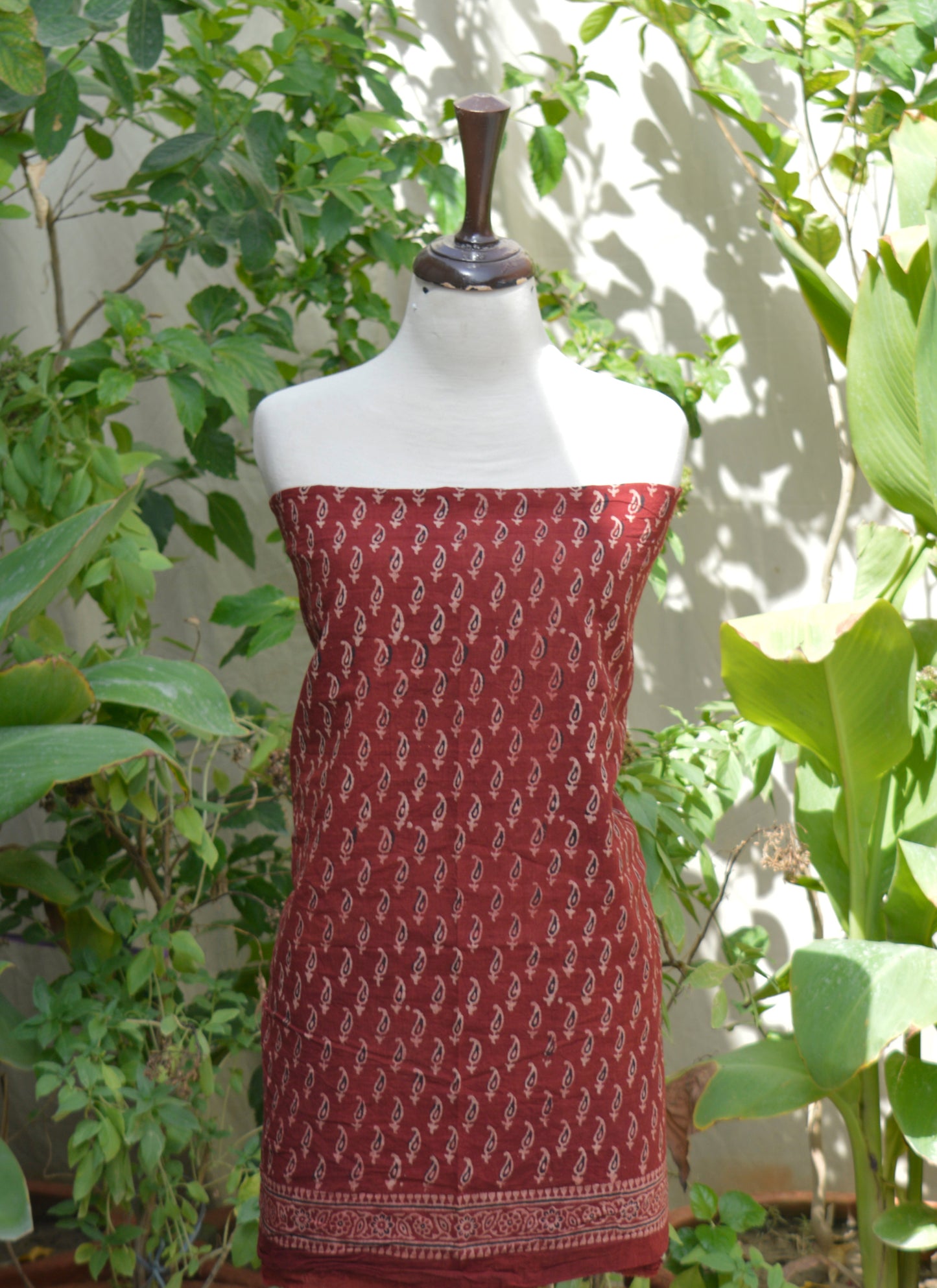 Ajrak Red Kerry – Unstitched Lawn Two-Piece (Shirt & Dupatta)
