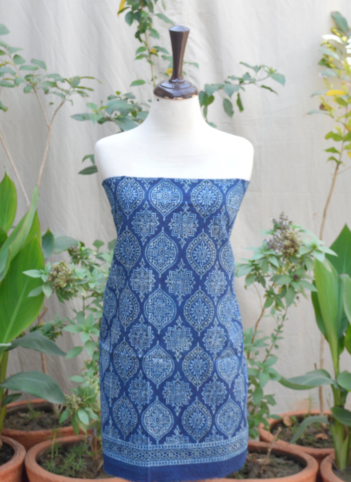 Ajrak Indigo Badam – Organic Dye Hand Block Printed Unstitched Two-Piece Lawn