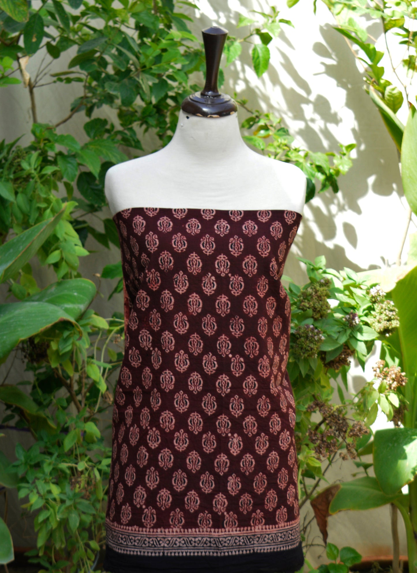 Ajrak Floral Maroon Two-Piece – Organic Dye Hand Block Printed Lawn (Shirt & Dupatta)