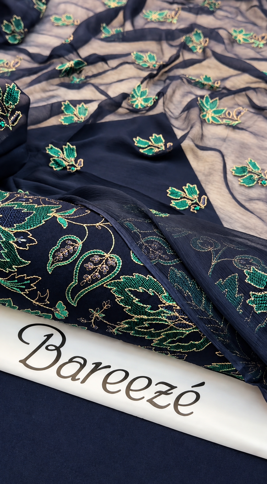 3PC Winter Karandi | Pure Chiffon Dupatta