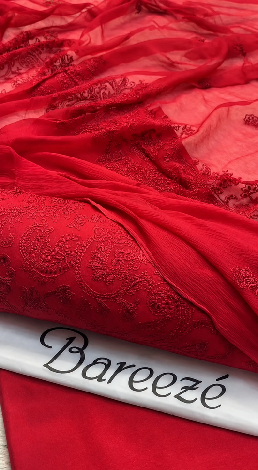 3PC Winter Karandi | Pure Chiffon Dupatta