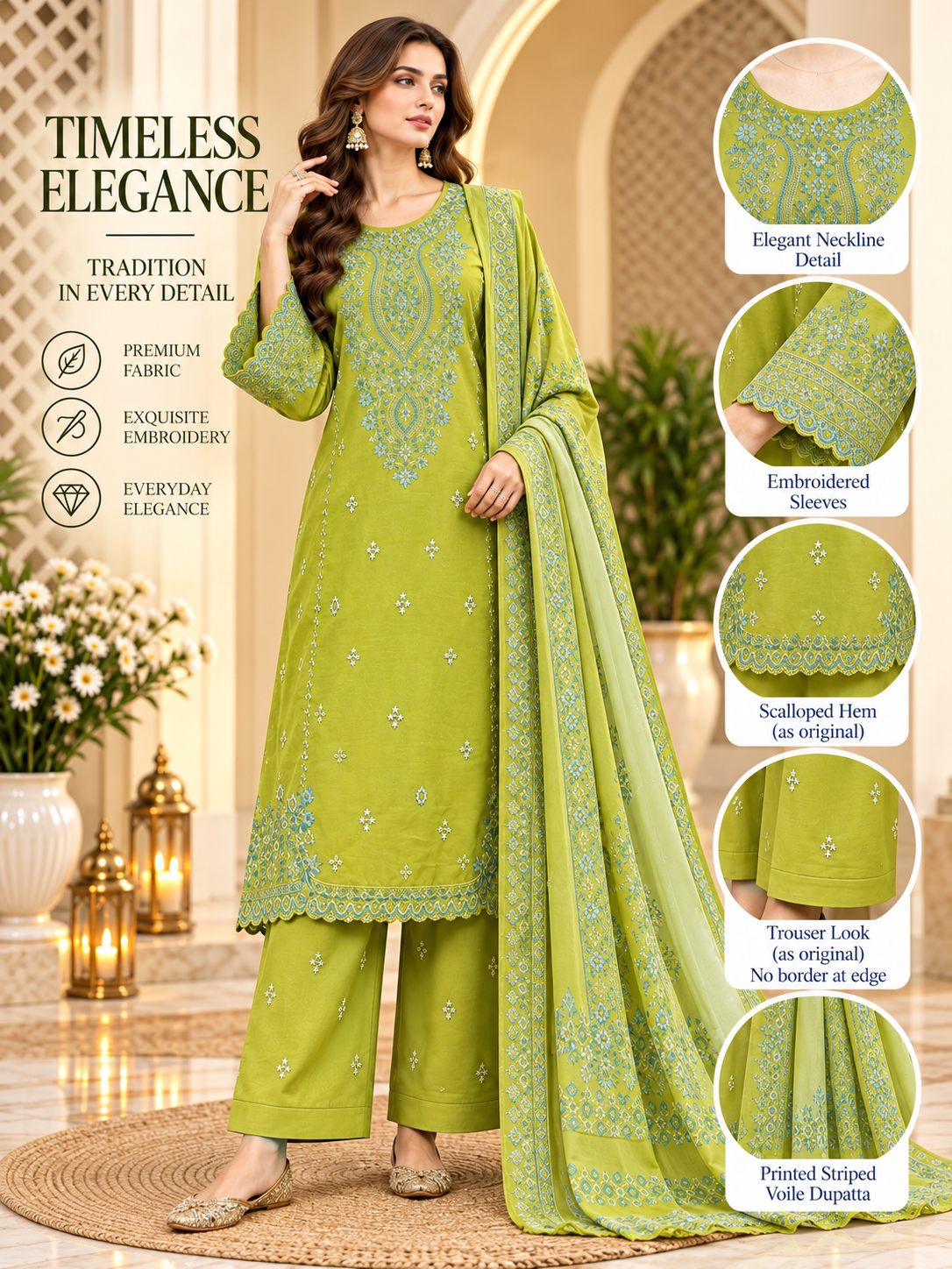 Fucshia Pink - 3pcs Ready-to-Wear Cambric Suit