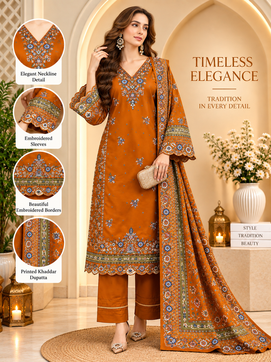 Iris - 3pcs Ready-to-Wear Cambric Suit