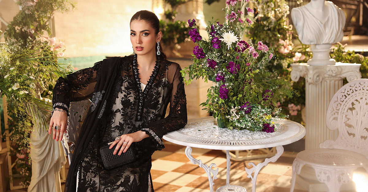 3 Piece Unstitched Embroidered Chiffon Suit