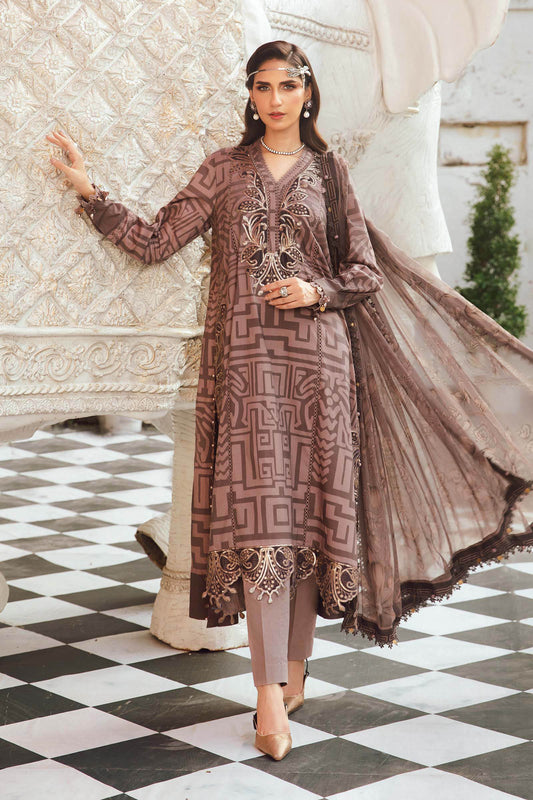 3 Piece Unstitched Embroidered Cambric Suit | MPT-2703-B