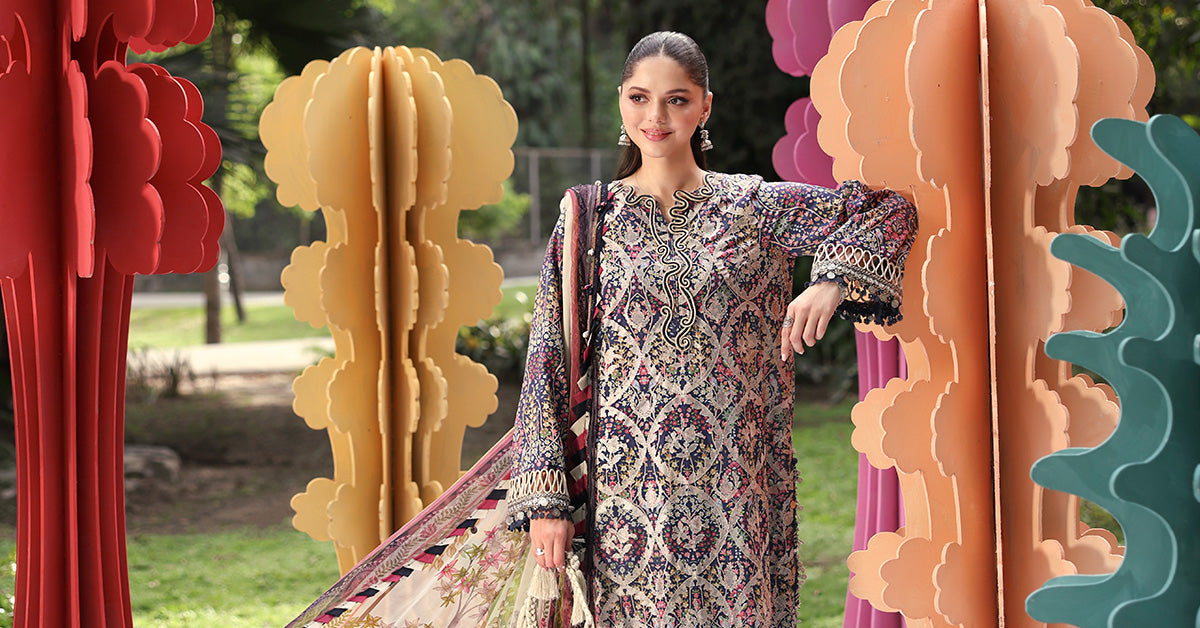 3 Piece Unstitched Embroidered Lawn Suit