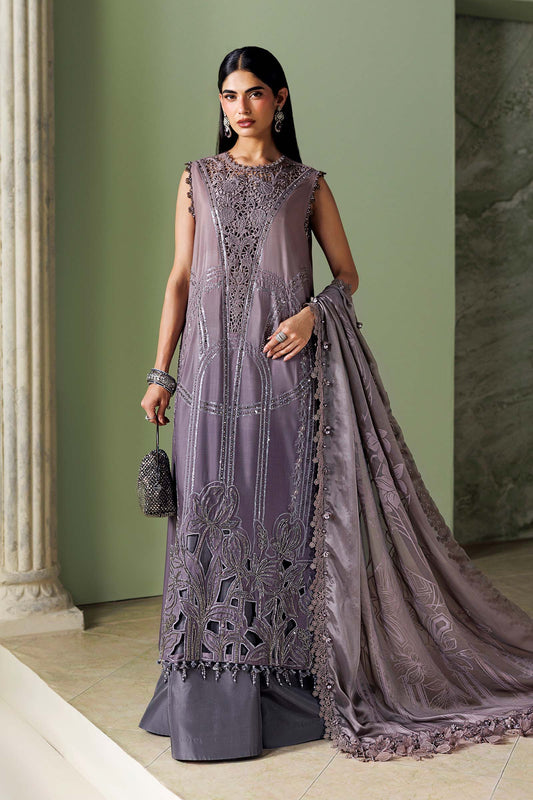 3 Piece Unstitched Embroidered Bell Raw Silk Suit