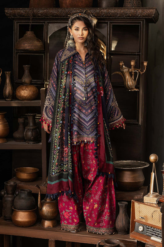3 Piece Unstitched Embroidered Cambric Suit