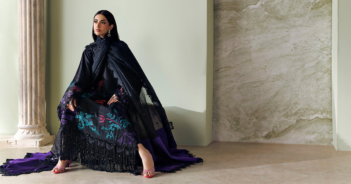 3 Piece Unstitched Embroidered Raw Silk Suit