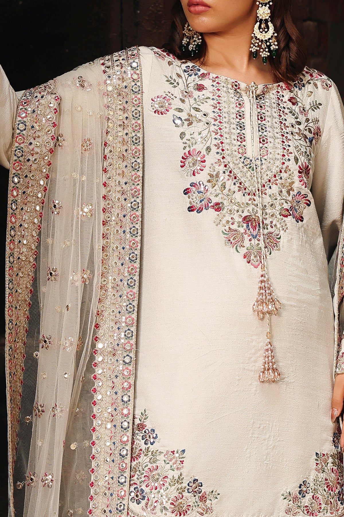 3-PC Embroidered Raw-Silk Suit CMA-5-141M
