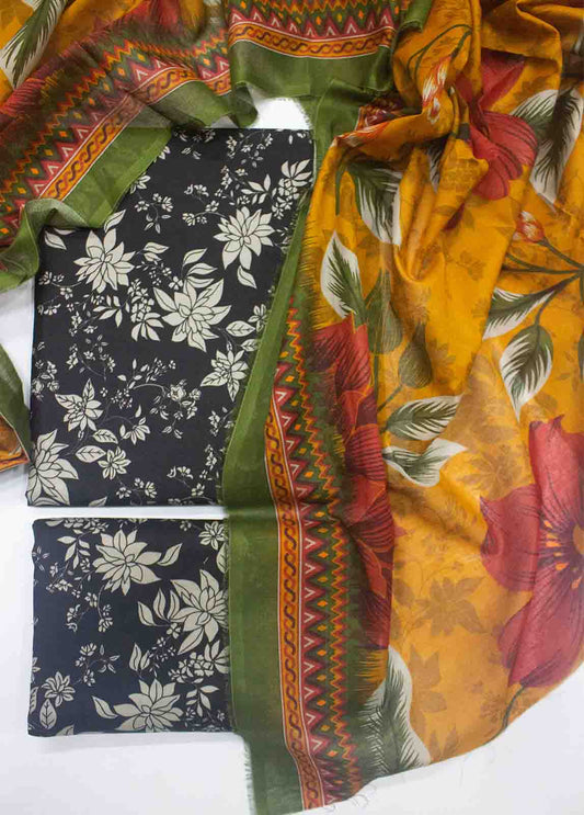 DP-0438- 3 Piece Cotton Printed UnStitched Suit