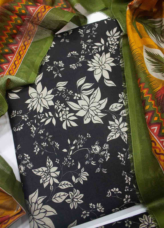 DP-0438- 3 Piece Cotton Printed UnStitched Suit