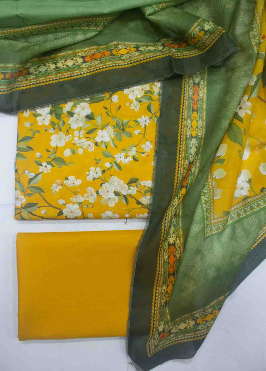DP-0632- 3 Piece Cotton Printed UnStitched Suit