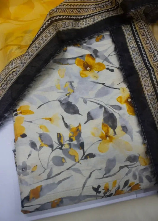 DPC-047- 3 Piece Cotton Printed UnStitched Suit