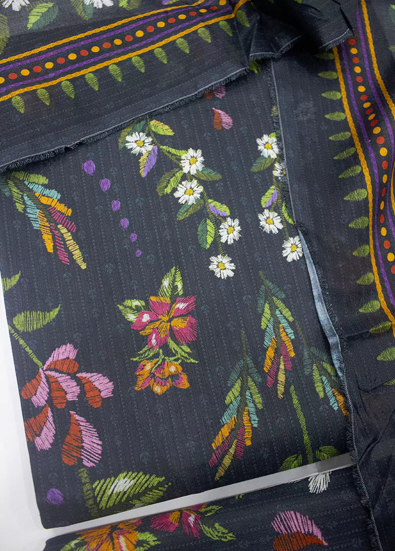 DPC-0650- 3 Piece Cotton Printed UnStitched Suit